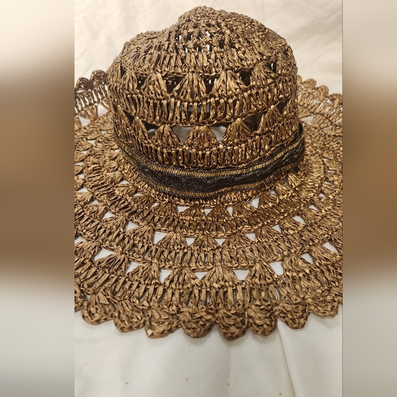 Eric Javits Brown/Gold Wide-Brimmed Woven Hat - Picture 9 of 16